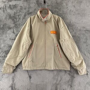Vintage Garst Swingster Jacket Mens L Beige Zip Up Windbreaker Lightweight Flaws